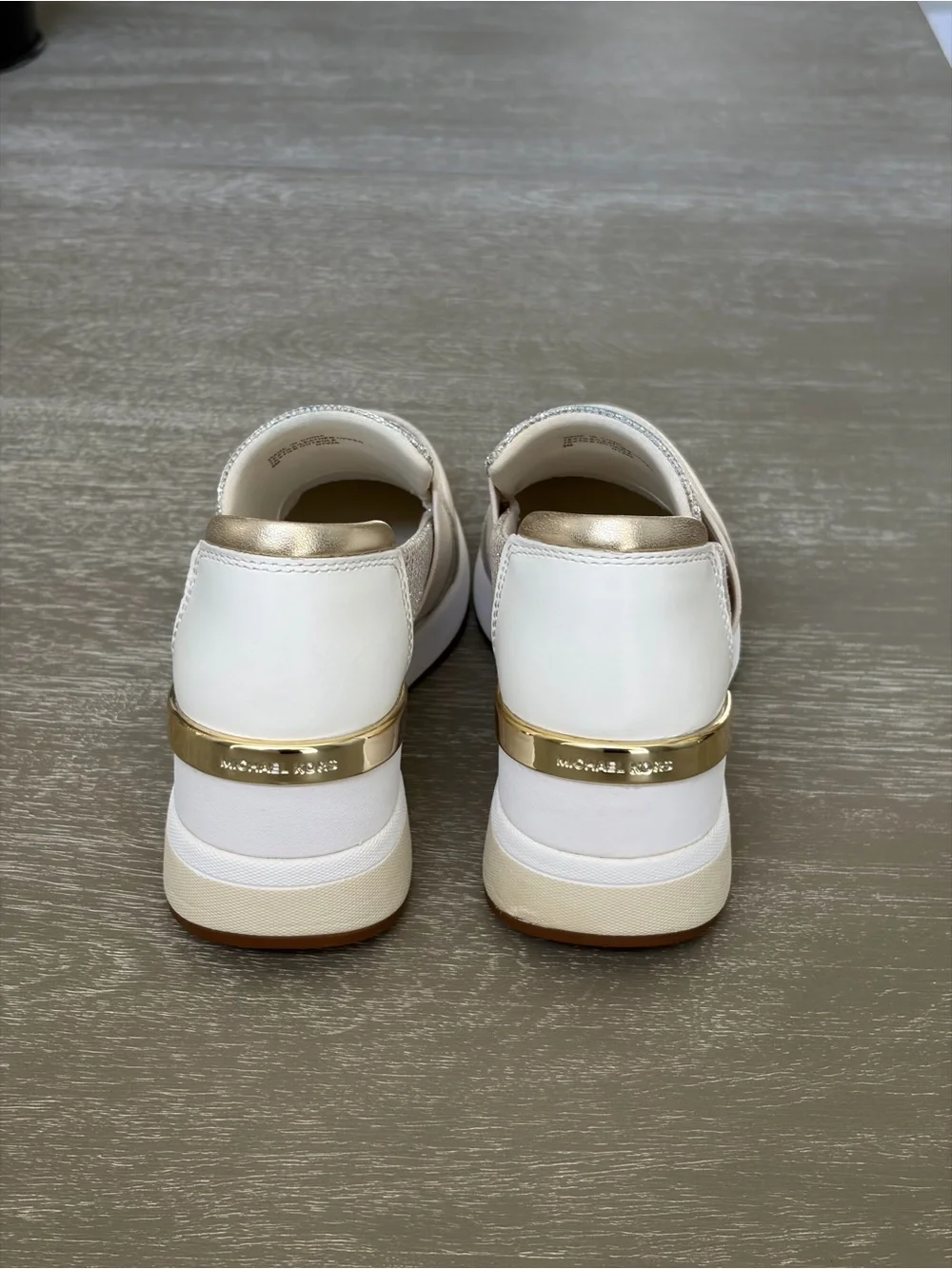 Michael Kors Kids Ivory and Gold Slip-On Sneakers